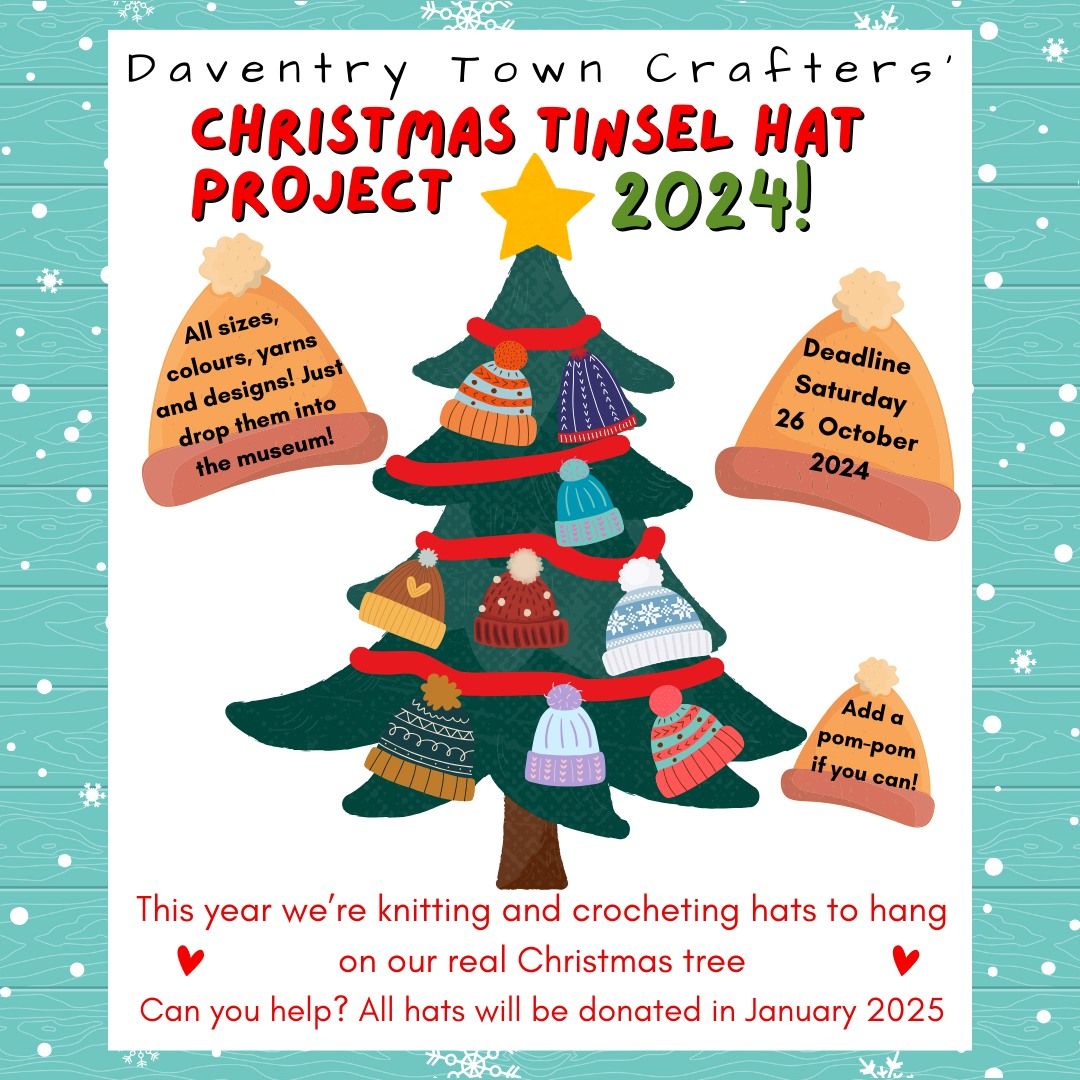 Daventry Town Crafters' Christmas Tinsel Hat Project 2024 \u2013 Knit & Crochet Hats for the Tree 