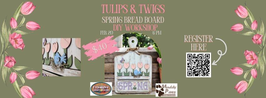 Spring Tulips & Twigs Breadboard at Creative Craft Room-Williamsport