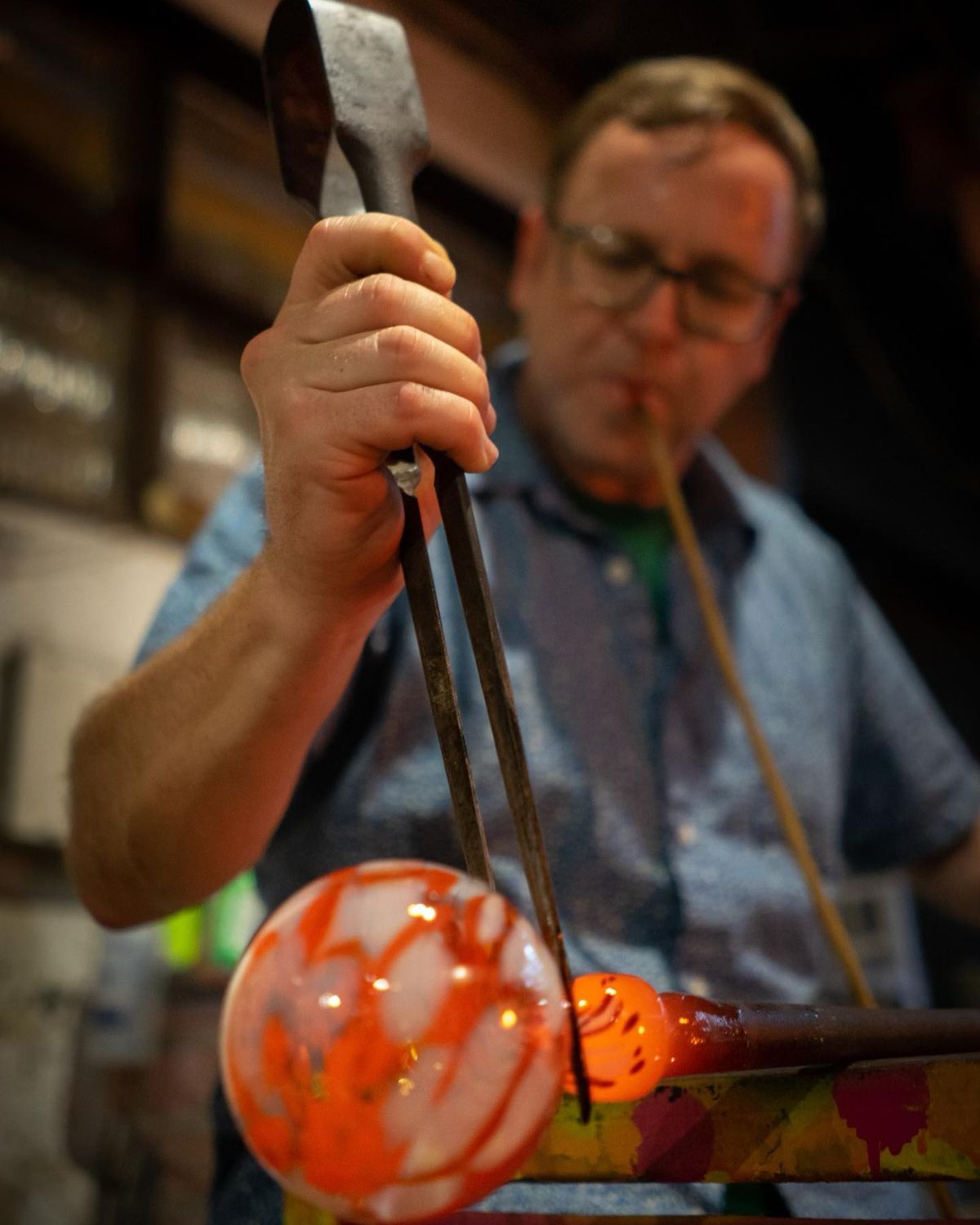 Make Your Own Blown Glass Ornament with Wayne Manning - Glass in Vass at ARTworks Vass