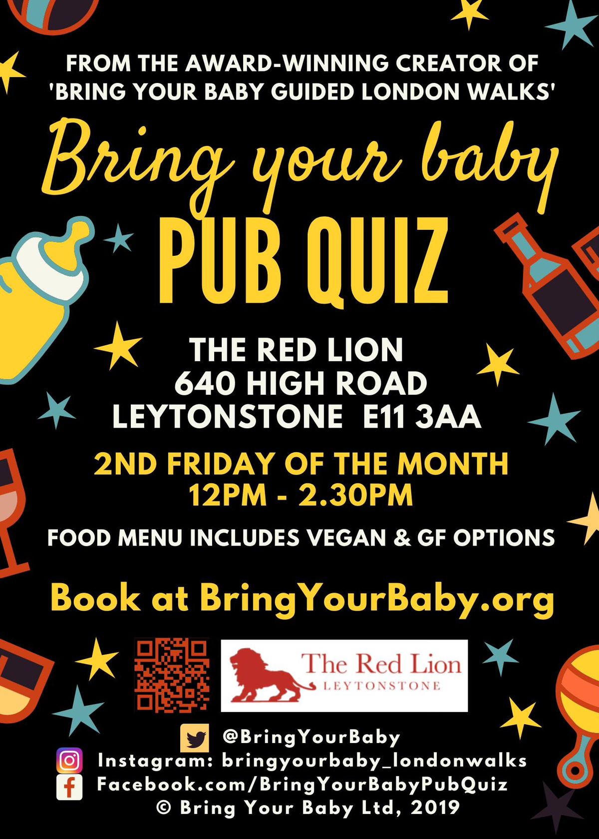 BRING YOUR BABY PUB QUIZ @ The Red Lion, LEYTONSTONE (E11) near LEYTON, WANSTEAD, FOREST GATE