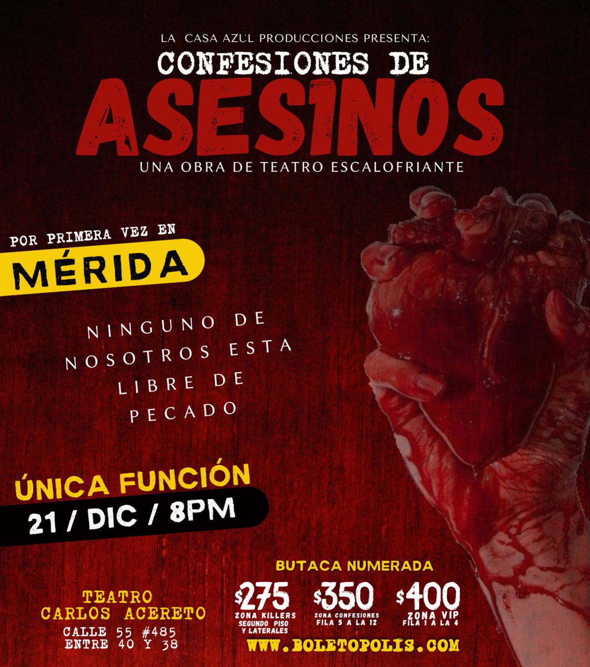 CONFESIONES DE ASESINOS, una obra de teatro escalofriante