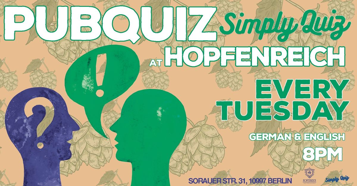 PUB QUIZ on TUESDAY @HOPFENREICH CRAFT BEER BAR