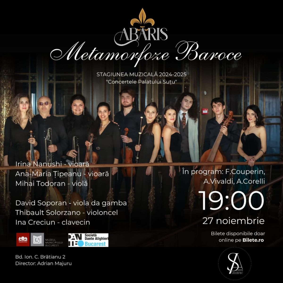 Concert ABARIS: \u201eMetamorfoze Baroce\u201d, la Palatul Su\u021bu