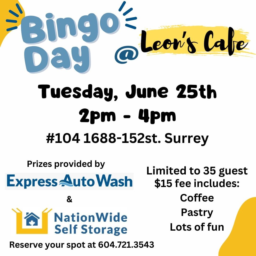 Join Us for Bingo Day Leon's Cafe!