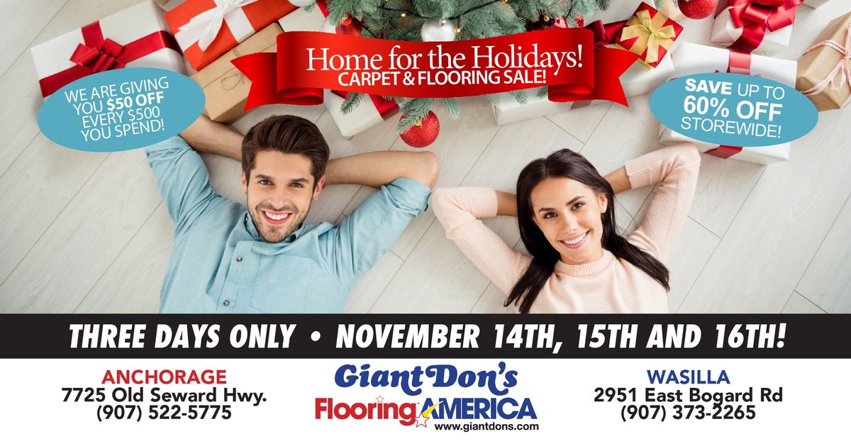 Anchorage\/Wasilla: Holiday Sale Blowout! Three Days Only Save up to 60% Off New Floors!