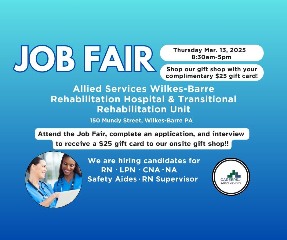 JOB FAIR - Thursday March 13th at 8:30am