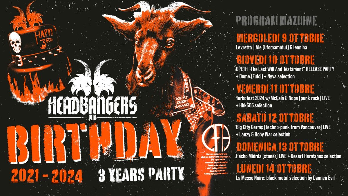 3 ANNI DI HEADBANGERS PUB - BUON COMPLEANNO! @ Headbangers Pub