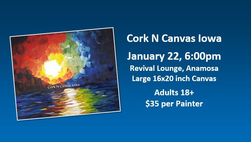 Revival Lounge -Abstract Sunset- Cork N Canvas Iowa