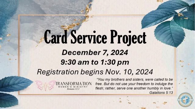 Women\u2019s Ministry Card Service Project REGISTER HERE!