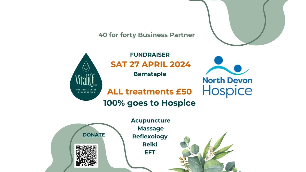 Holistic Therapies Fundraiser Day for North Devon Hospice 27 Apr 2024