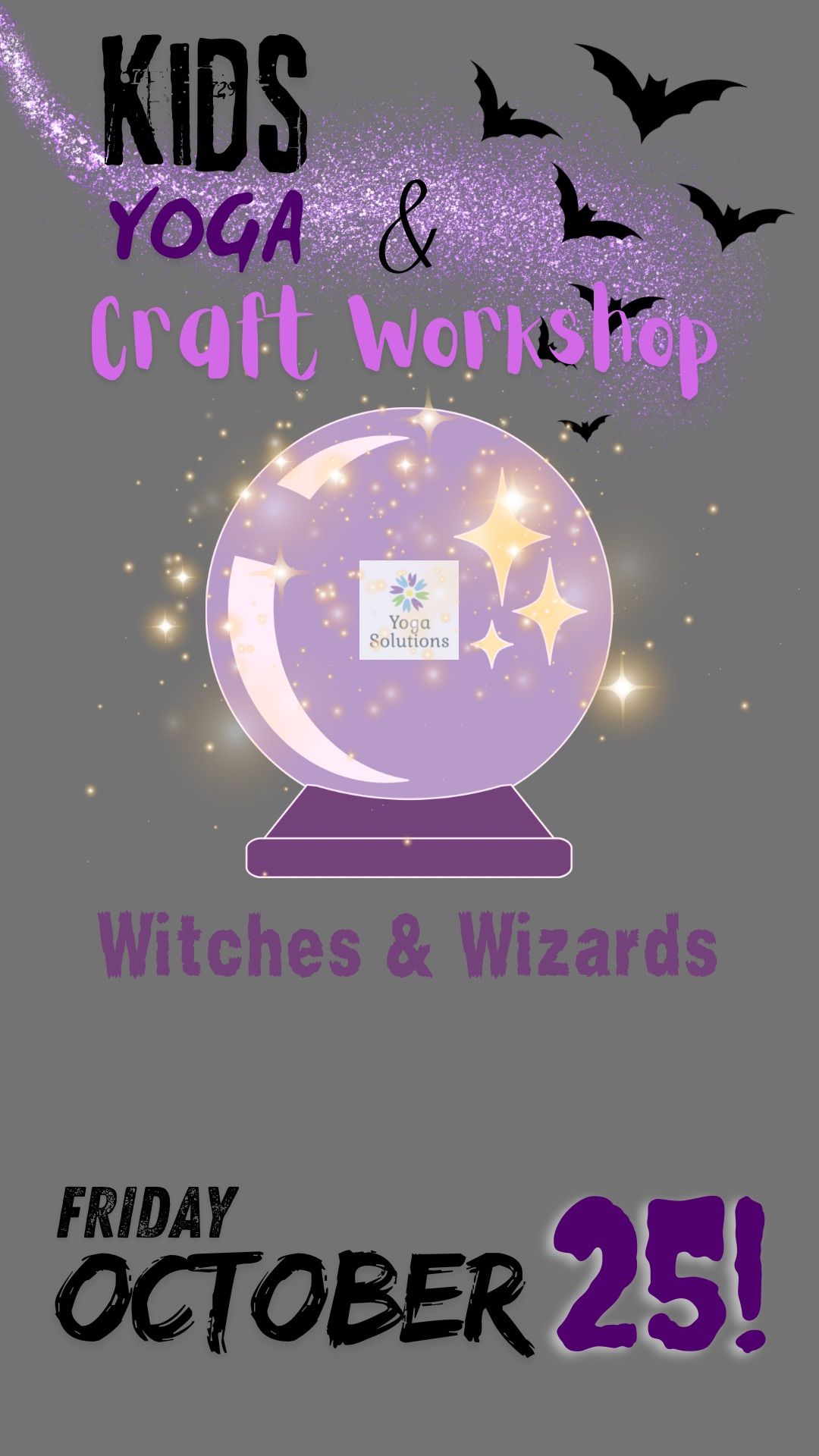 October ages 5-8 : witches & wizards - kids yoga and craft workshop 