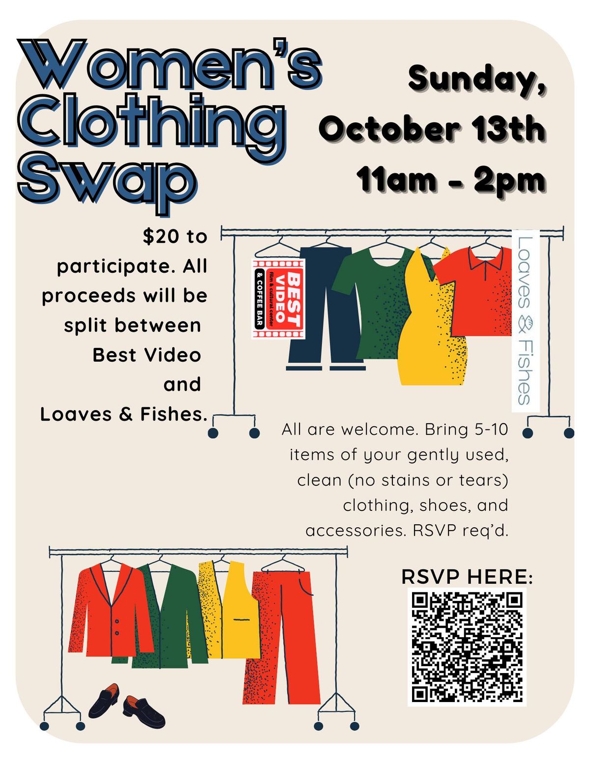 Women's Clothing Swap benefitting Best Video and Loaves & Fishes