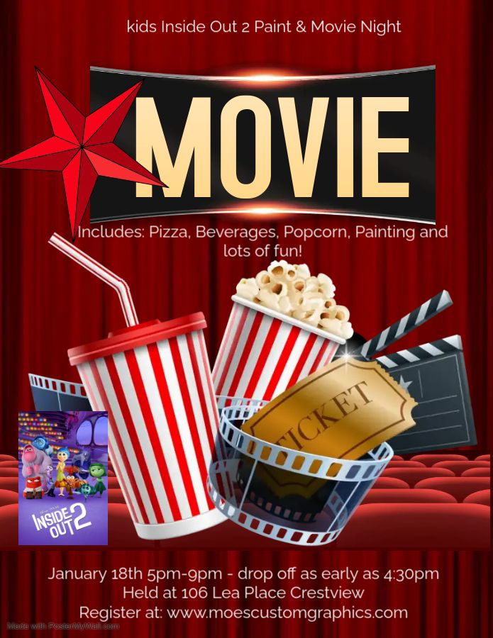 kids Inside Out 2 Paint & Movie Night Jan 18th 5pm-9pm