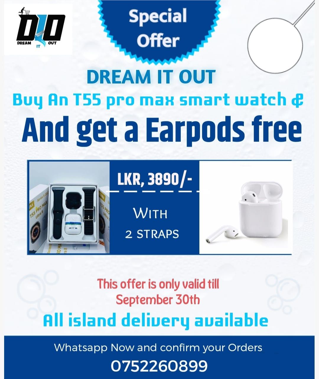 Big Savings on T55 Pro Max Ultra 8 Series Smart Watch & Free Earpods