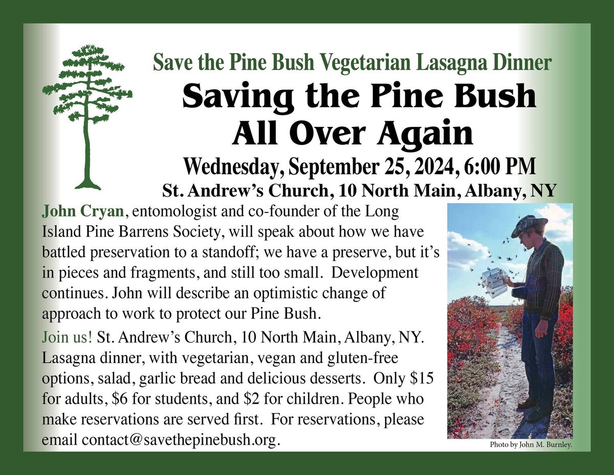 Save the Pine Bush Vegetarian Lasagna Dinner