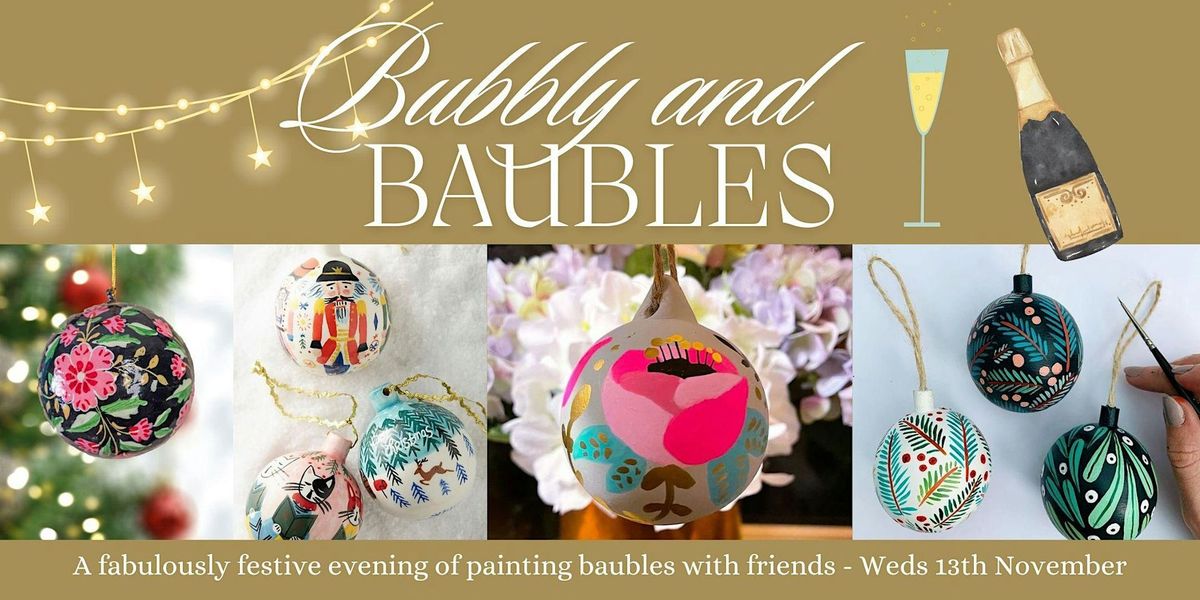 Hand Painting your own  Christmas Baubles (use BB10 for 10% discount) - bubbly and mince-pies inc