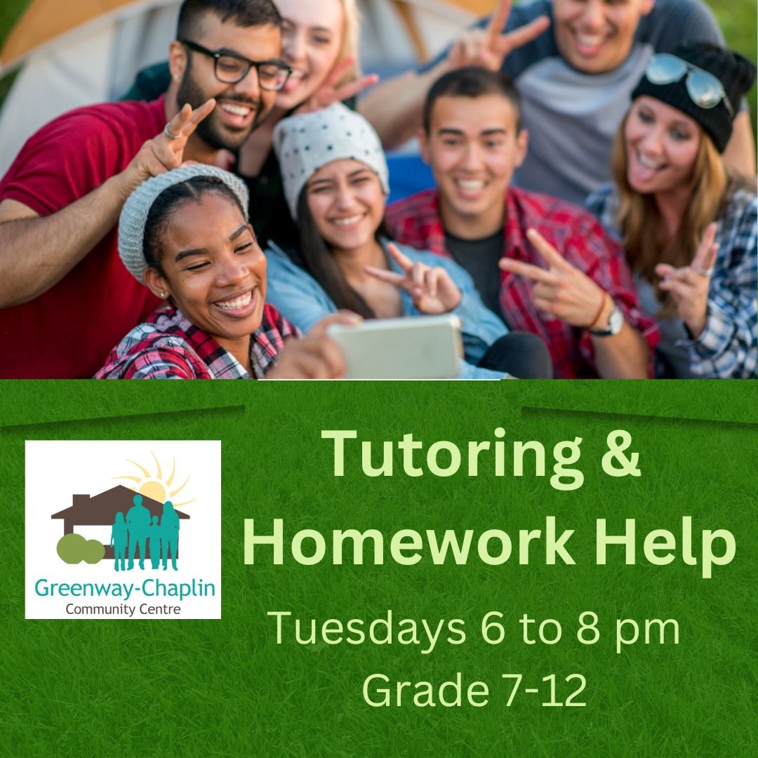 Tutoring & Homework Help (Tuesdays 6 to 8 pm)