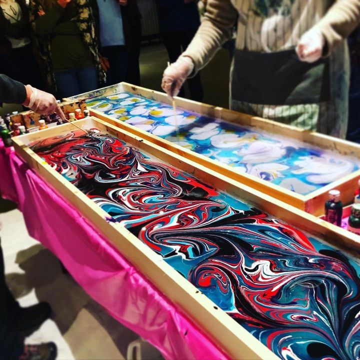 Silk Scarf Marbling at Uva Wine Bar!