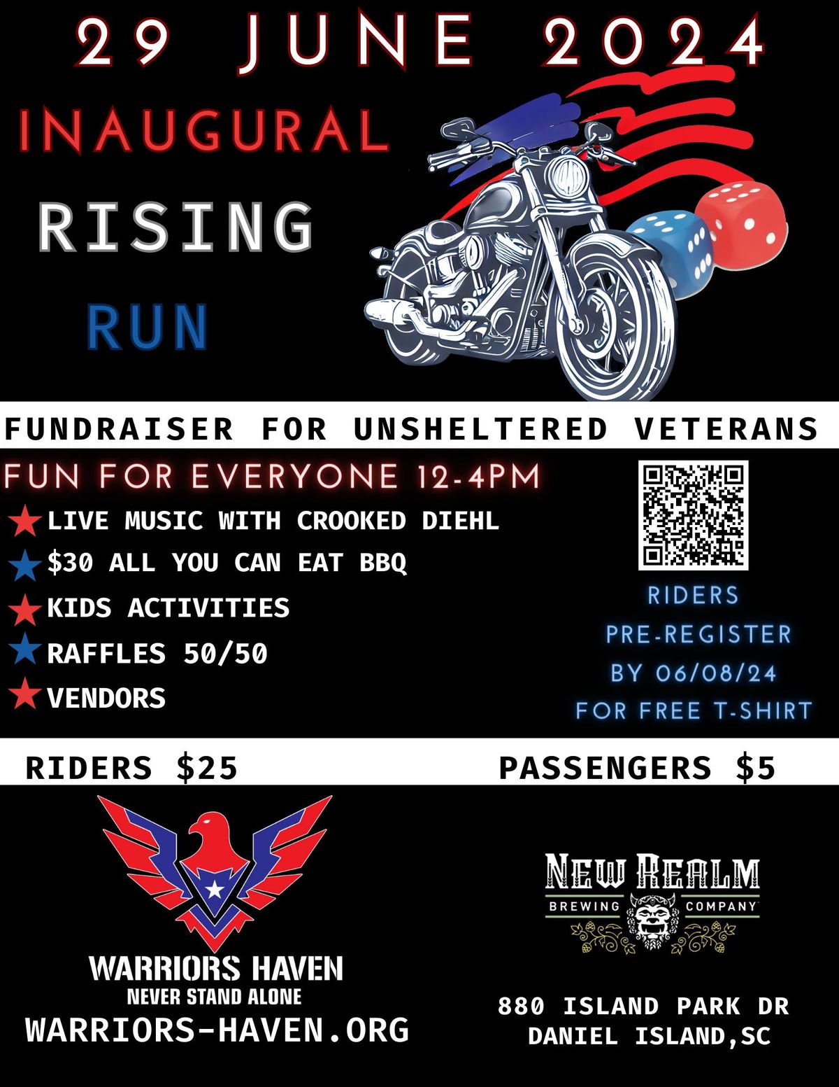 Inaugural Rising Run-Warriors Haven Dice Run *pre-register by 6\/08\/24 for free event t-shirt*