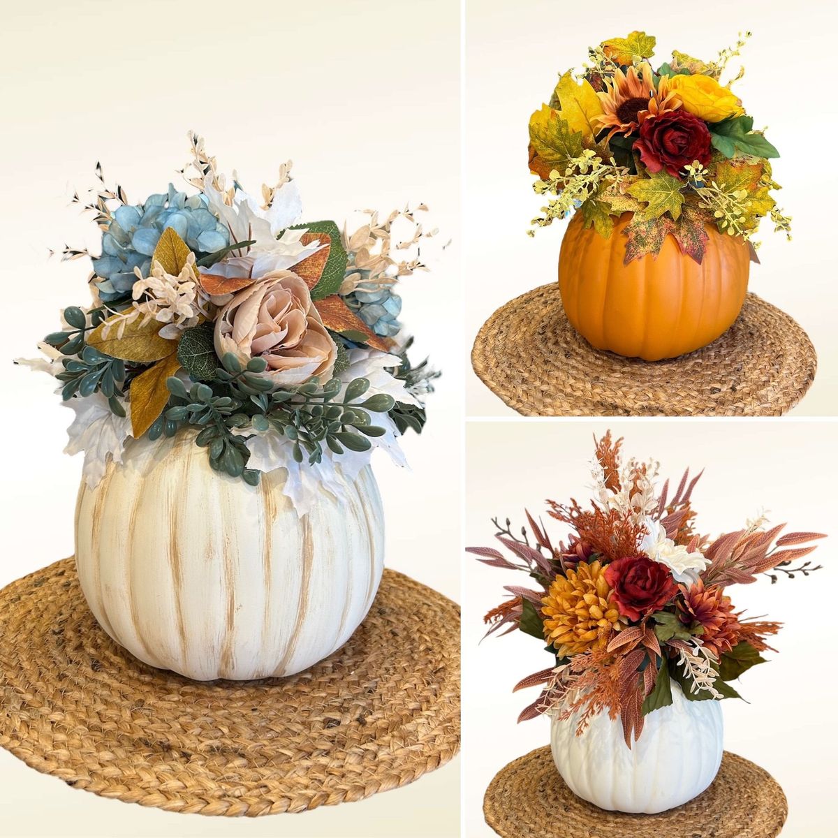 Fall Floral Pumpkin Arrangement