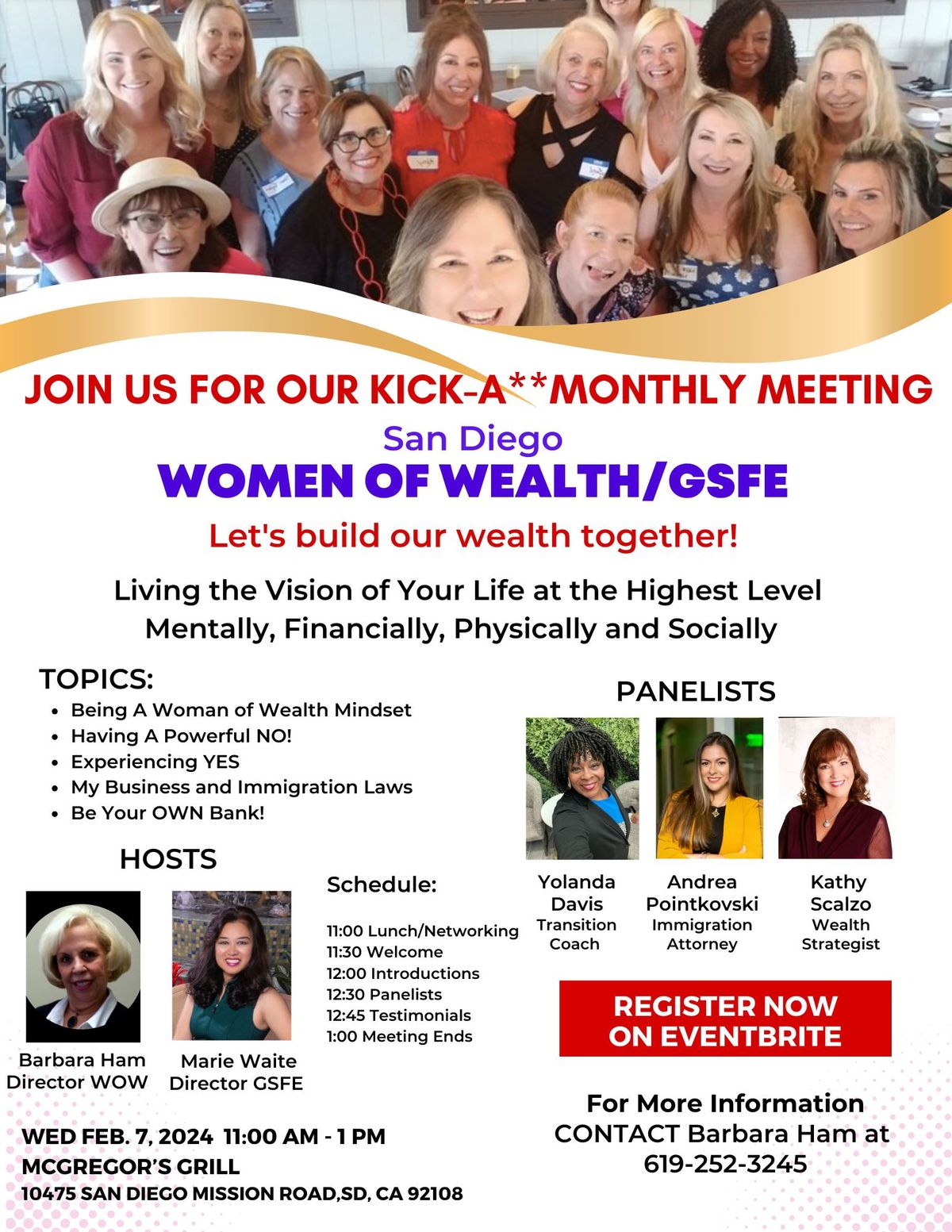 Women of Wealth and GSFE Central San Diego Monthly Meeting