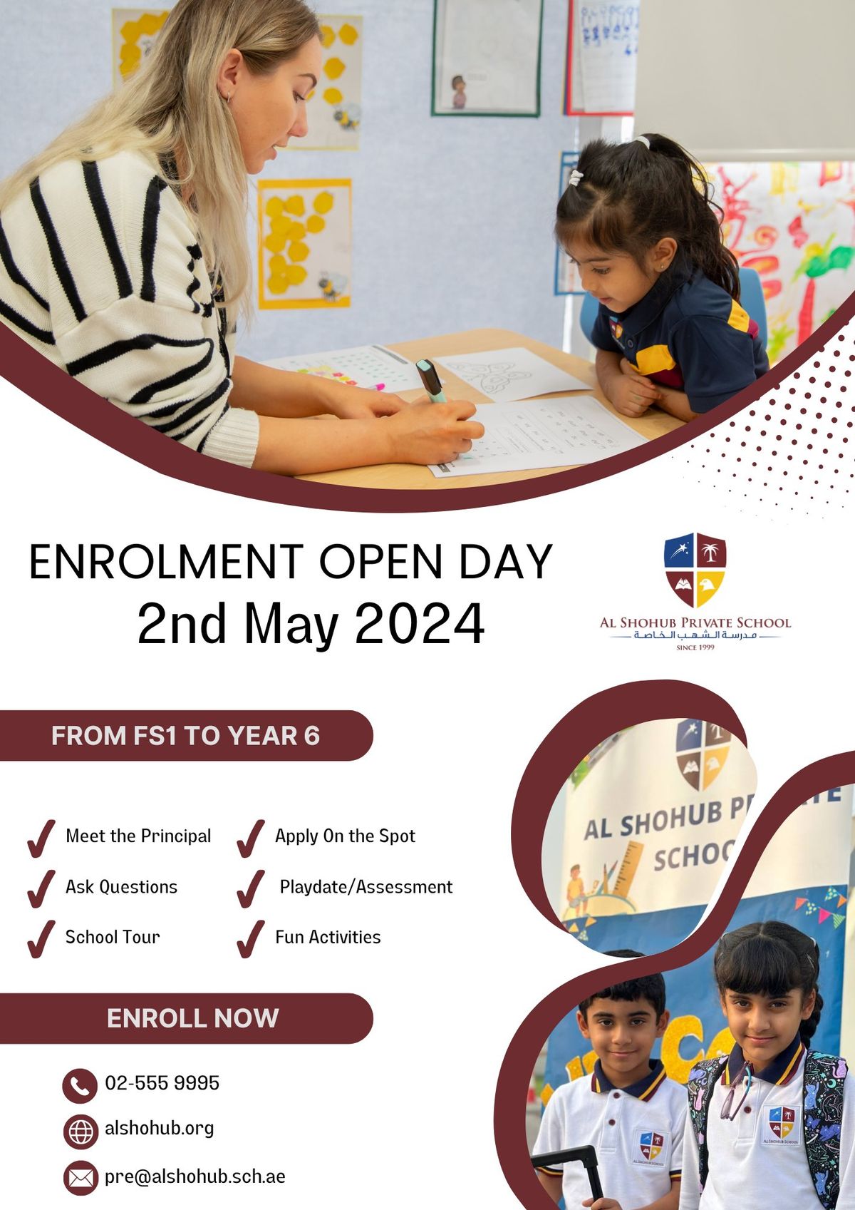 ENROLMENT OPEN DAY - From FS1 TO YEAR 6