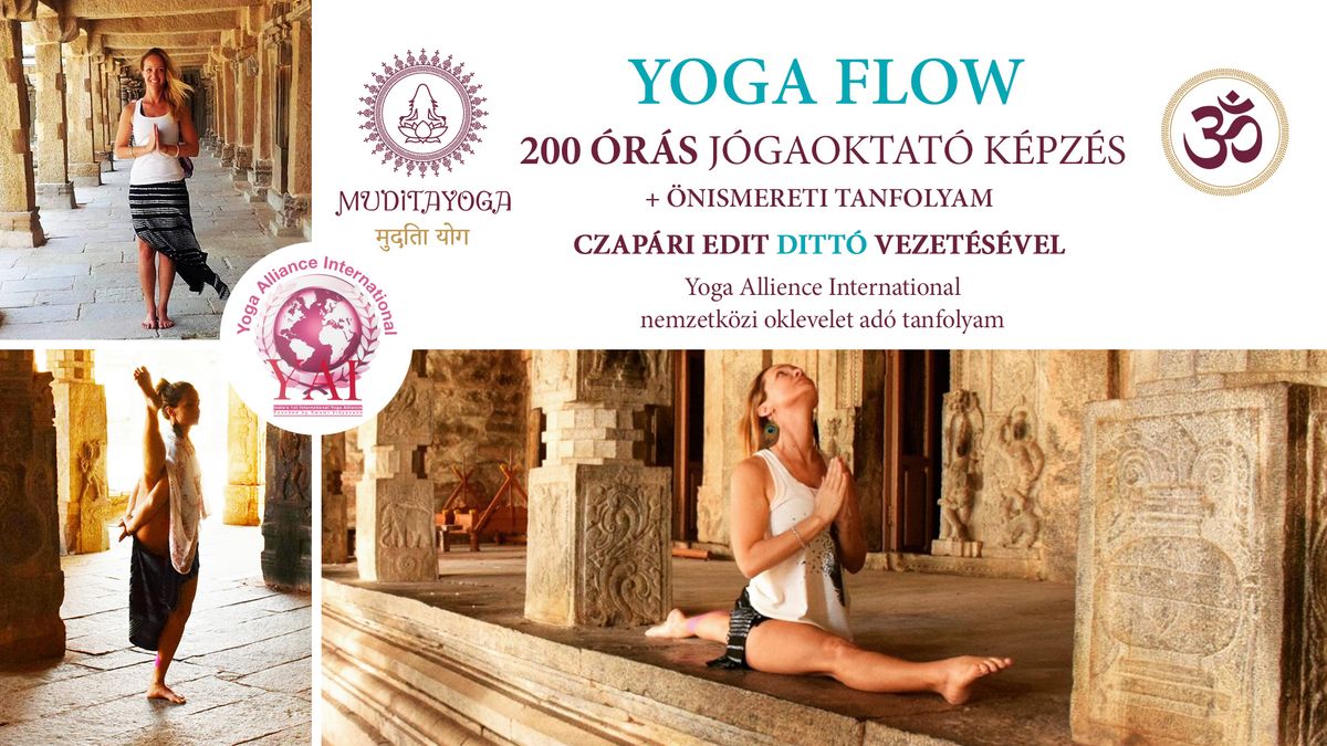 YOGA FLOW 200 \u00f3r\u00e1s j\u00f3gaoktat\u00f3 k\u00e9pz\u00e9s 2023 YAI nemzetk\u00f6zi diploma\/oklev\u00e9l