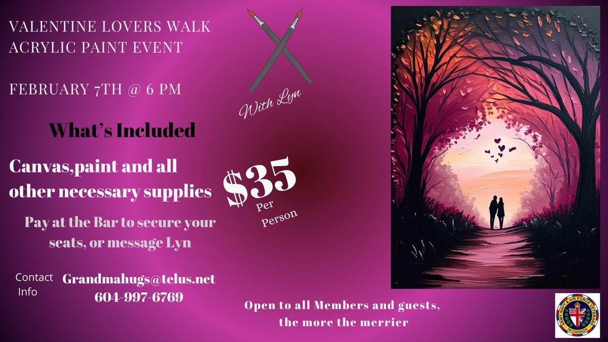 Valentine Lovers Trail Walk Acrylic Paint Event