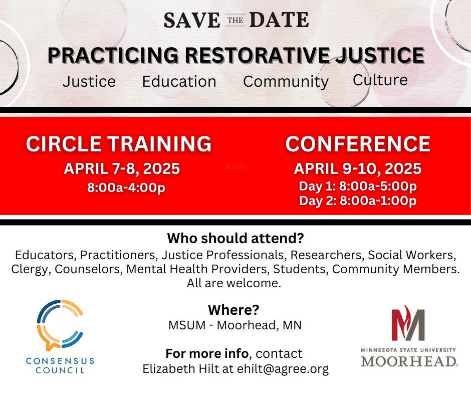 2025 Practicing Restorative Justice Conference \u2013 April 9-10, 2025