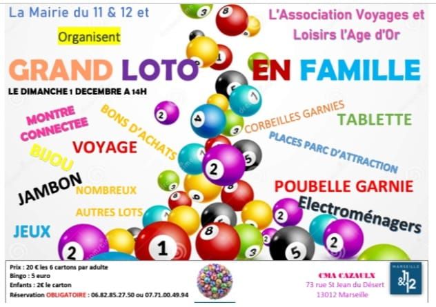 Grand loto en famille annuel Marseille 13012