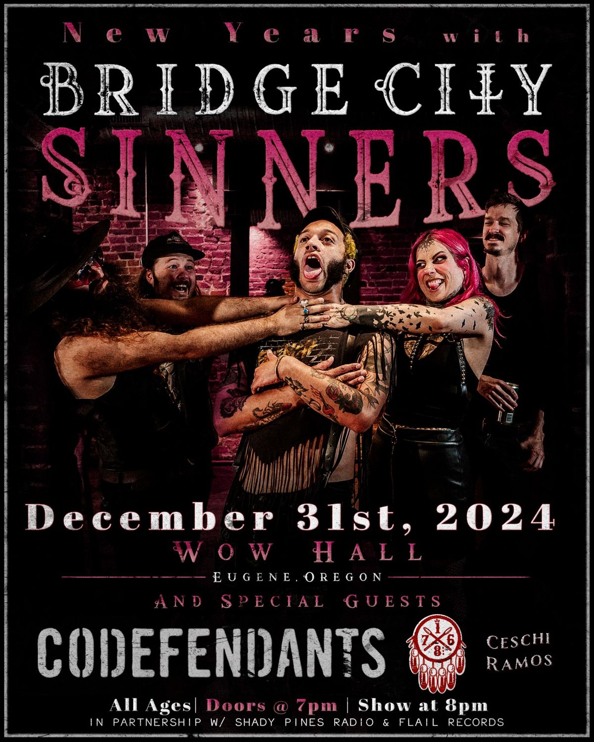 Bridge City Sinners, Codefendants, 1876, Ceschi Ramos New Years Eve at WOW Hall 