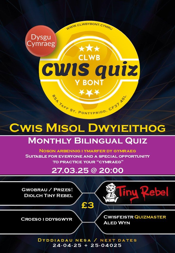 Cwis Misol Dwyieithog \/ MonthLy Bilingual Quiz