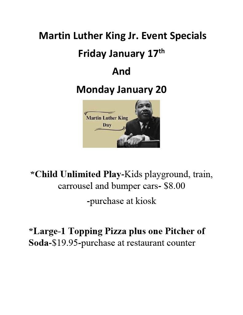 Martin Luther King Jr Event Friday and Monday 