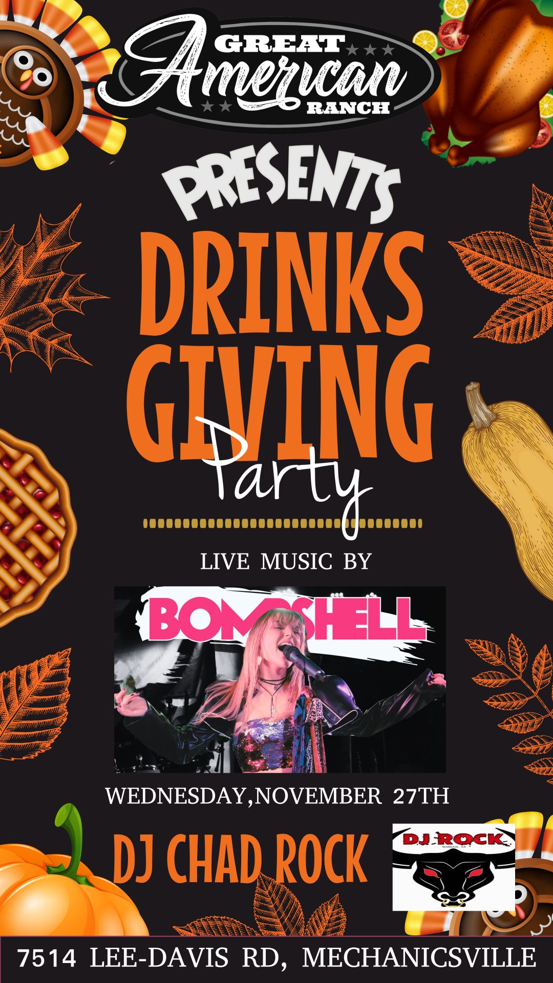 Friendsgiving party with Bombshell @ the ranch Mech