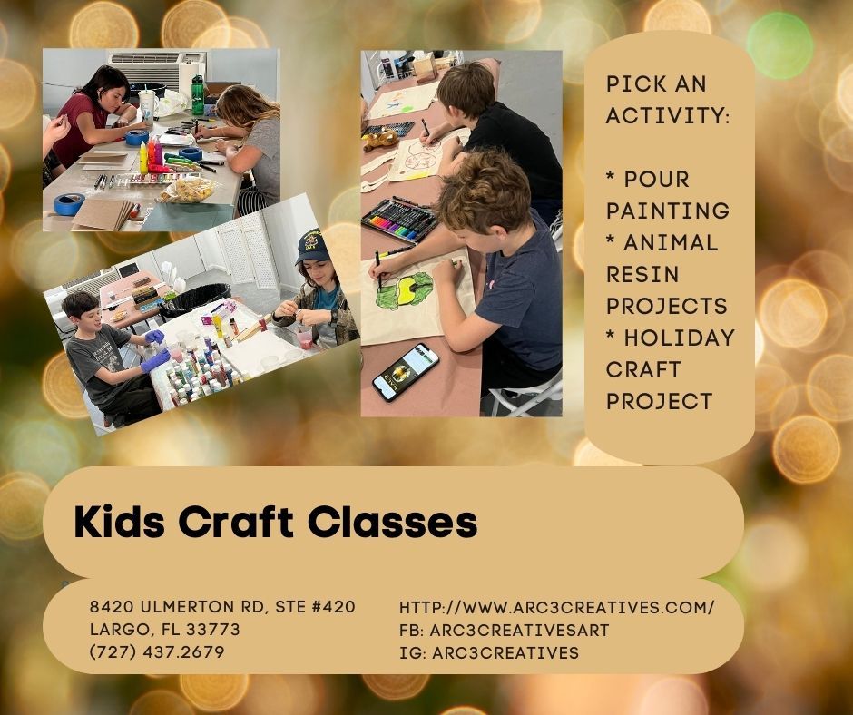 Creative Kids Art Workshop: Pour Painting, Animal Resin Projects and\/or Holiday Crafts