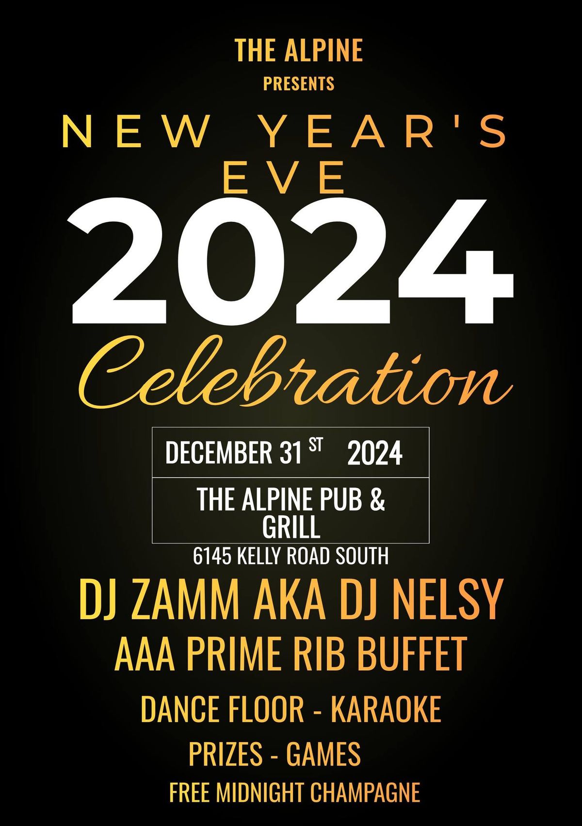 The Alpine Pub NYE 2024