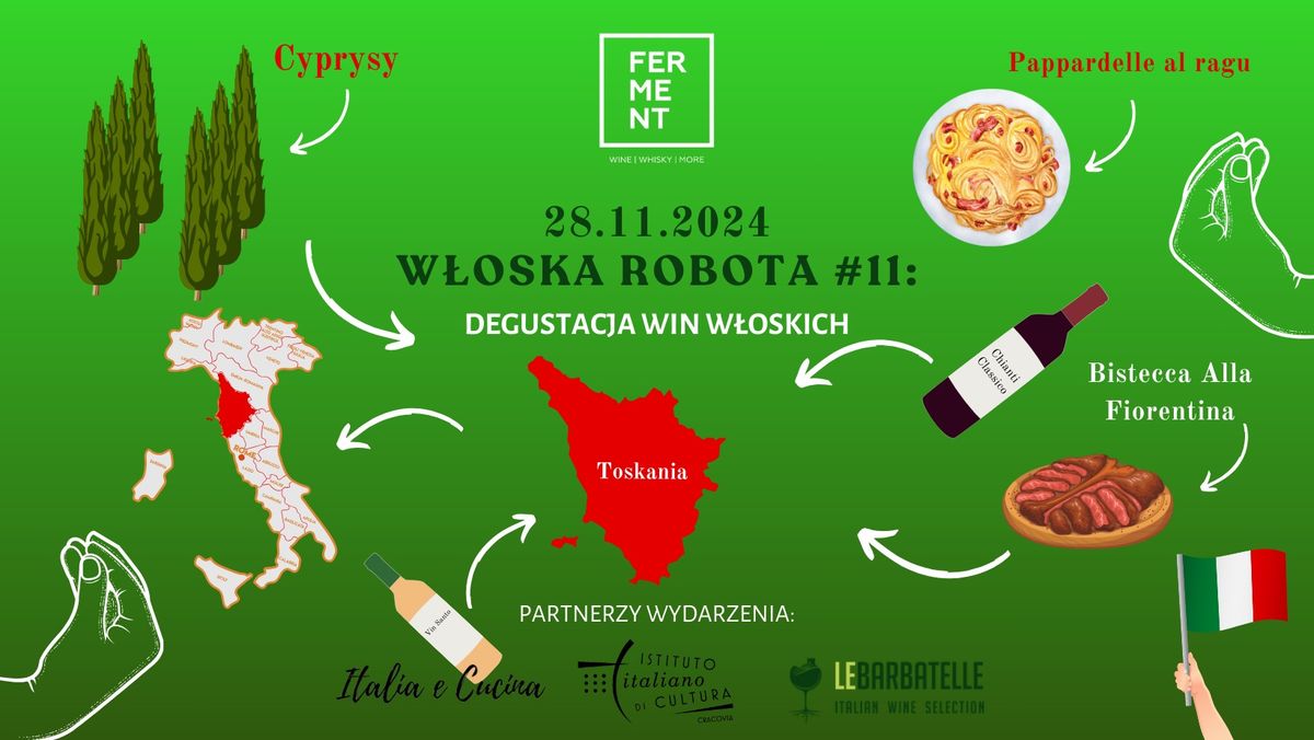 W\u0142oska Robota#11: Degustacja win w\u0142oskich z Toskanii