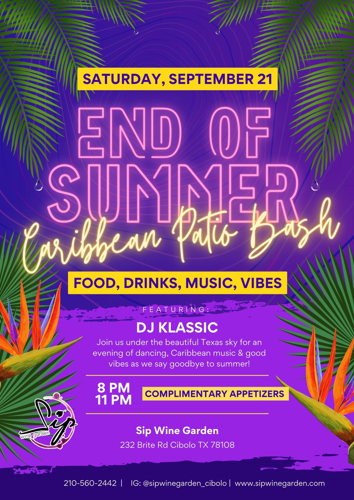 End of Summer Caribbean Patio Bash