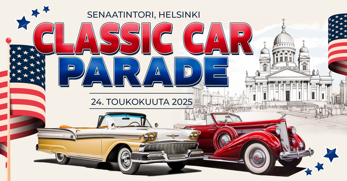 Classic Car Parade, Senaatintori Helsinki, lauantaina 24.5.2025 