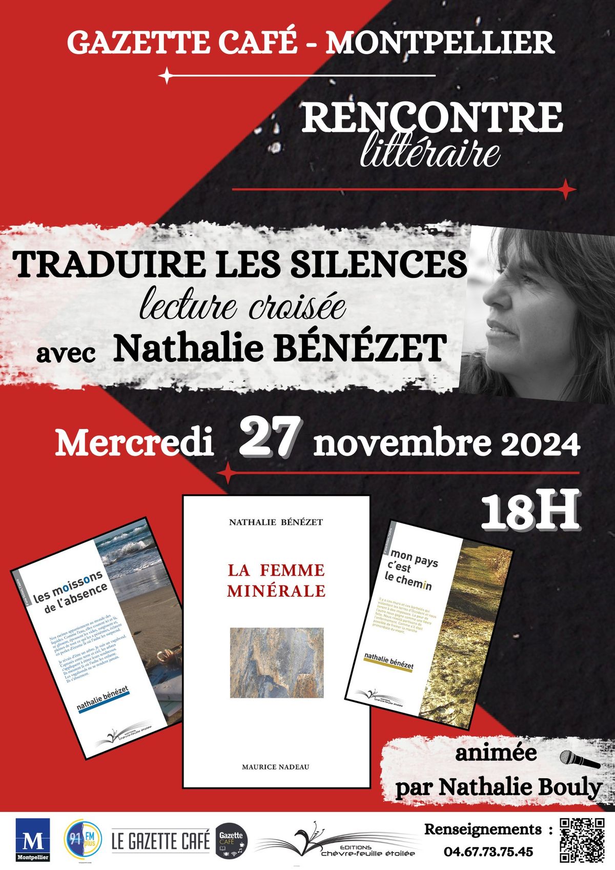 TRADUIRE LES SILENCES - Rencontre litt\u00e9raire avec Nathalie B\u00e9n\u00e9zet