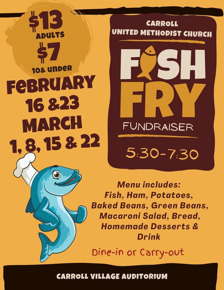 Annual Fish Fry, Carroll, NE Auditorium, Eureka Springs, 16 February 2024
