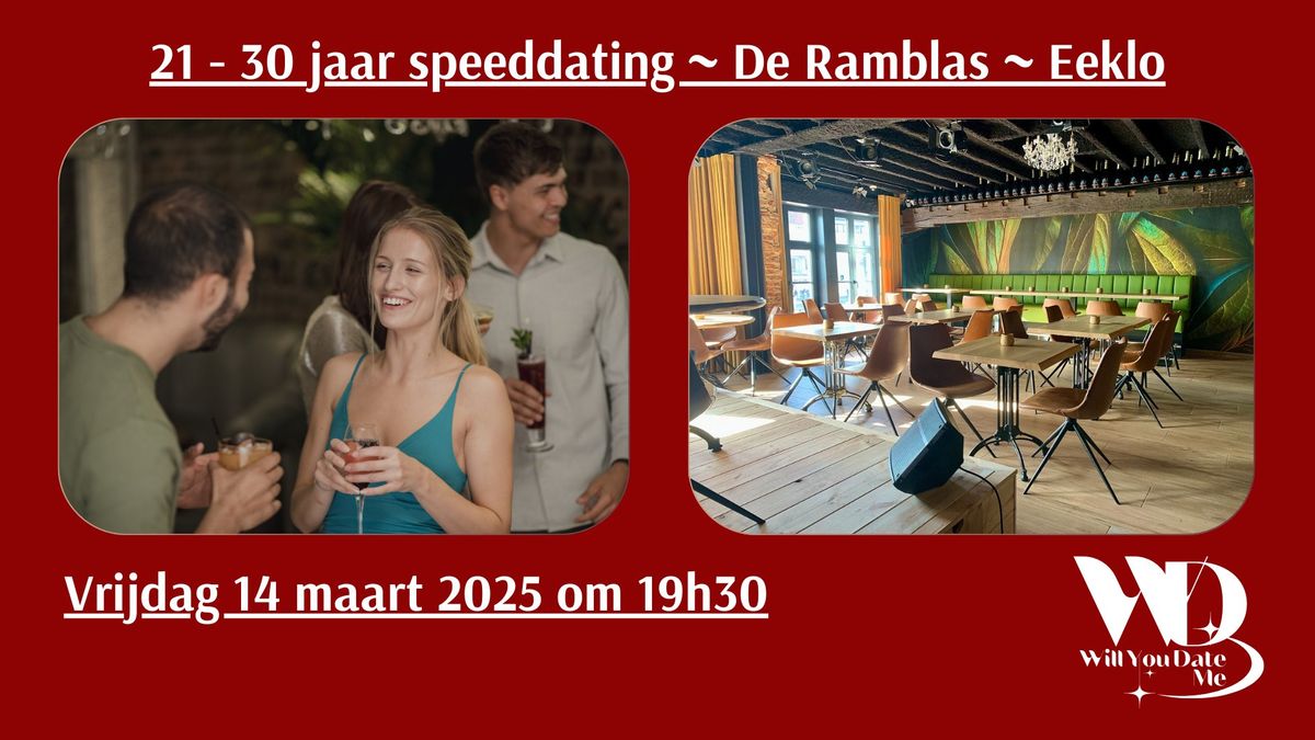 21 - 30 speeddating in Eeklo - 14 maart 2025 