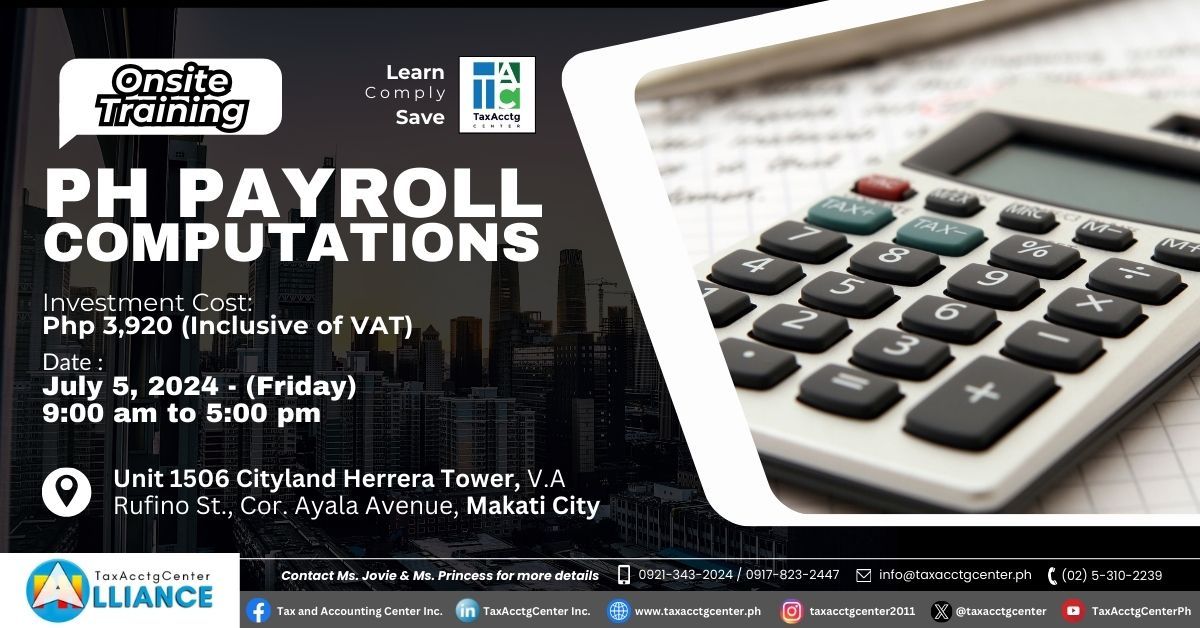 Onsite Seminar: Ph Payroll Computations