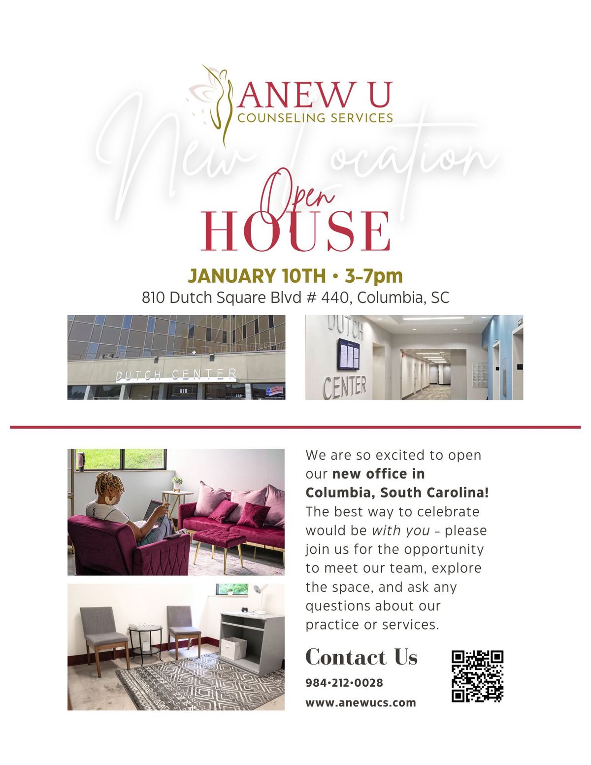 Anew U Counseling - Columbia Open House!