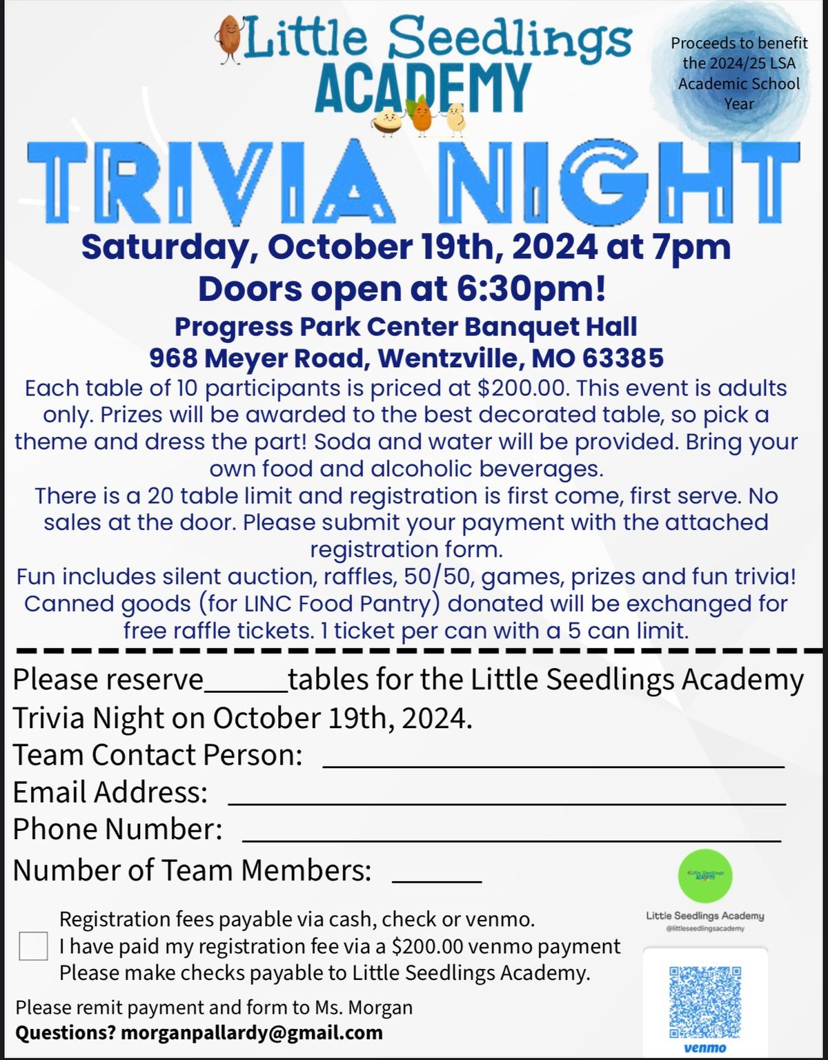 Little Seedlings Academy Trivia Night