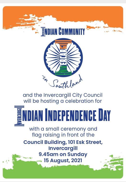 Indian Independence Day Invercargill City Council 15 August 21