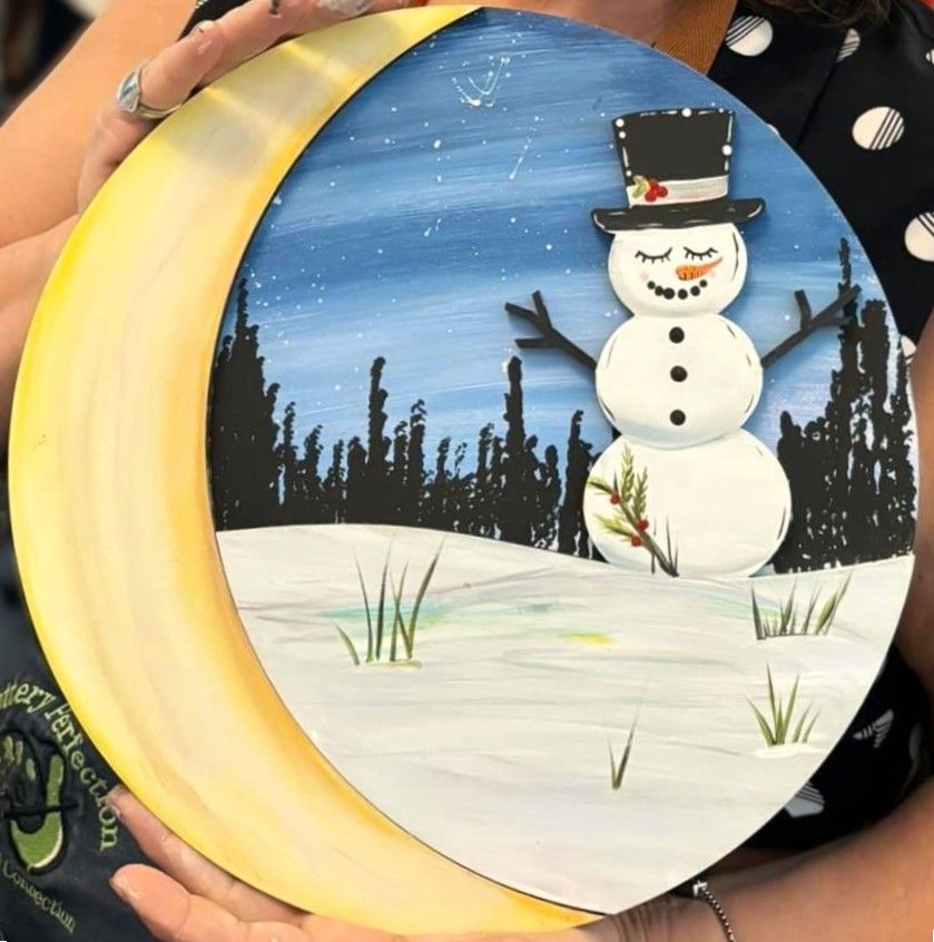 3D Snowman & Moon Scene