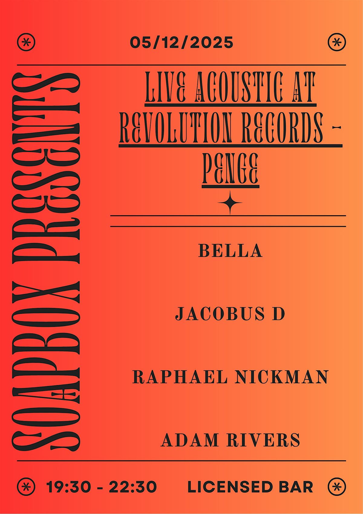 SOAPBOX PRESENTS: Live Acoustic at Revolution Records - Penge