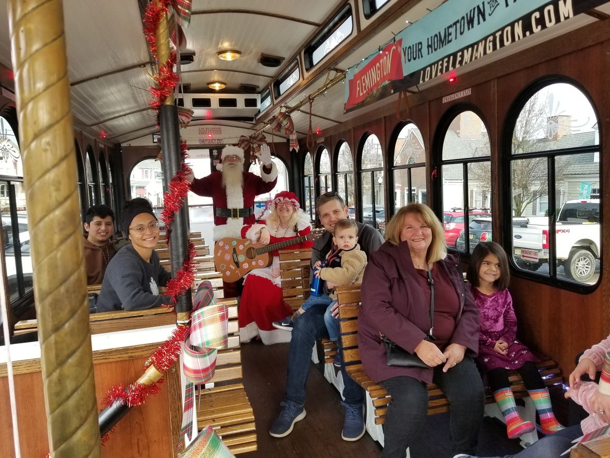 Shop Small Saturday Holiday Shopping Hop On Hop Off Trolley with Santa and Mrs Claus! 