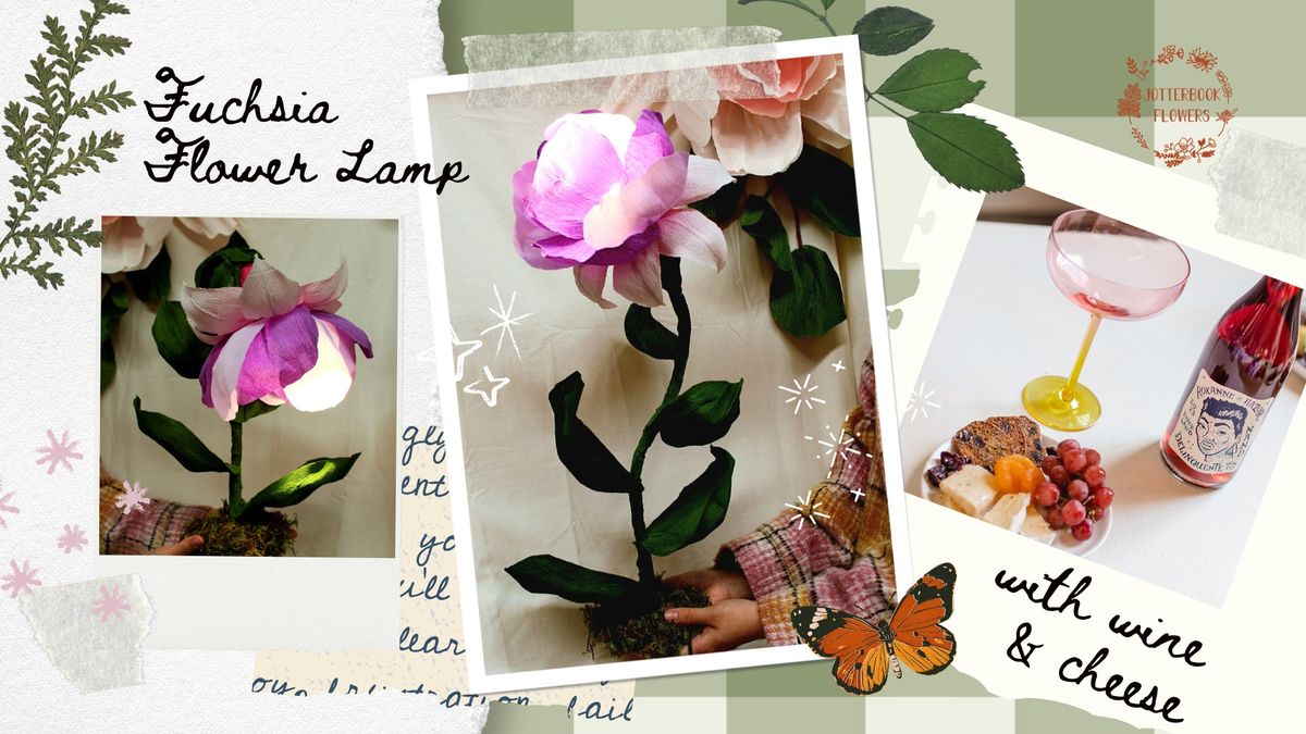 Fuchsia Flower Lamps with Wine & Cheese